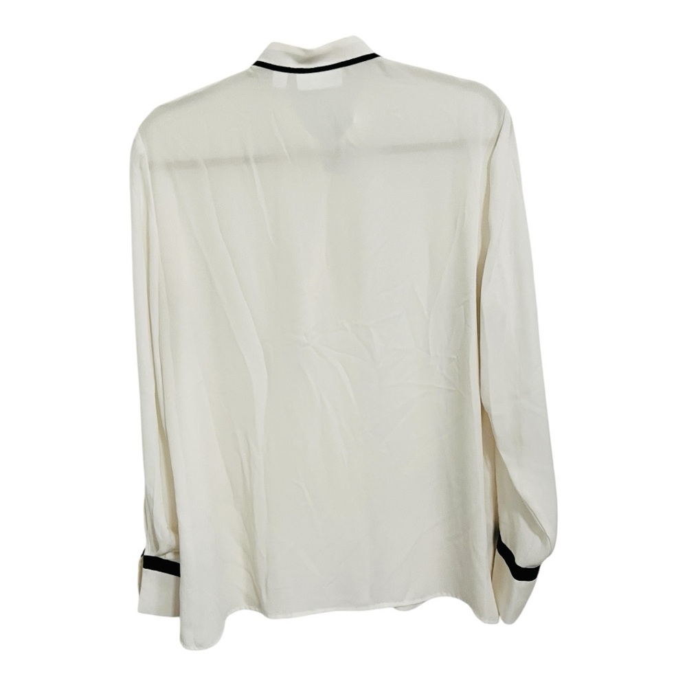 ❣️SALE❣️7th Ave Design Studio | Ivory Blouse w Black Trim | Size L | Trendy - Picture 3 of 6